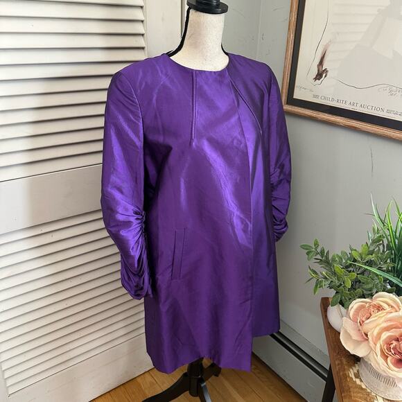 YALY COUTURE Womens Jacket *Large Purple Irridescent Taffeta Evening Wedding - Picture 5 of 14